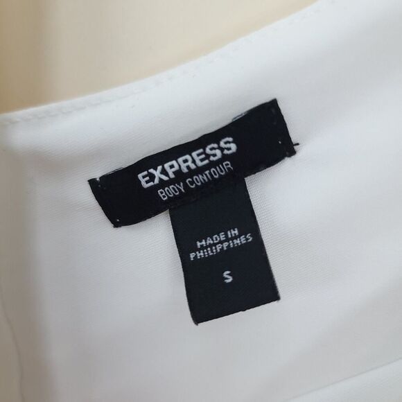 Express White V-Neck Sculpt Bodysuit Small - Picture 6 of 8